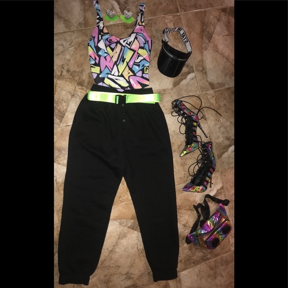 NWT Black button up chic sweatpants w/ cuffed hem